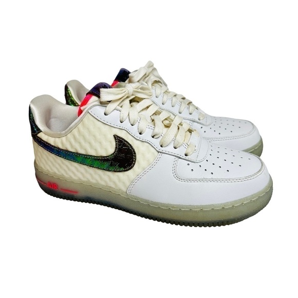 Nike Air Force 1 Low CMFT PRM QS White Metallic Gold Hyper Punch Sneaker Men’s 8 - Picture 1 of 12